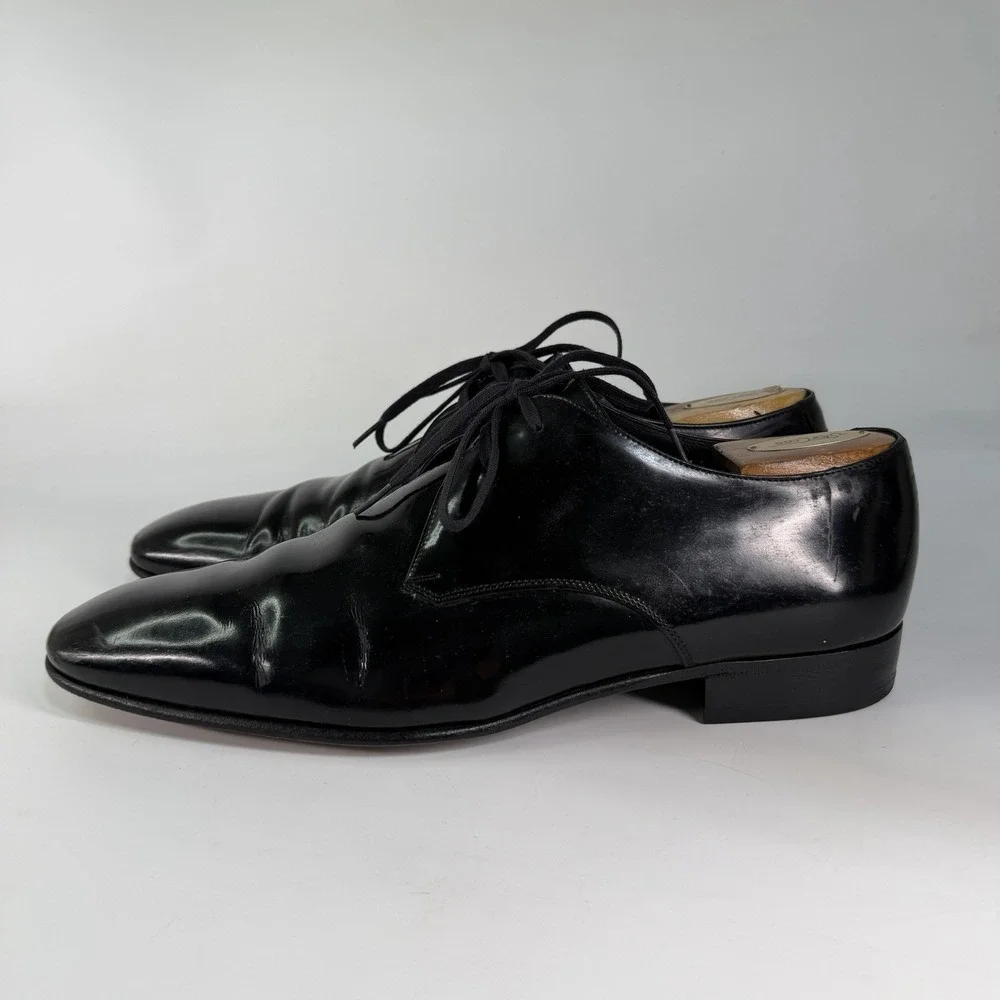 Ferragamo Tuxedo Shoes Mens 9 EE Patent Leather Oxford Formal Dress Lace Opera